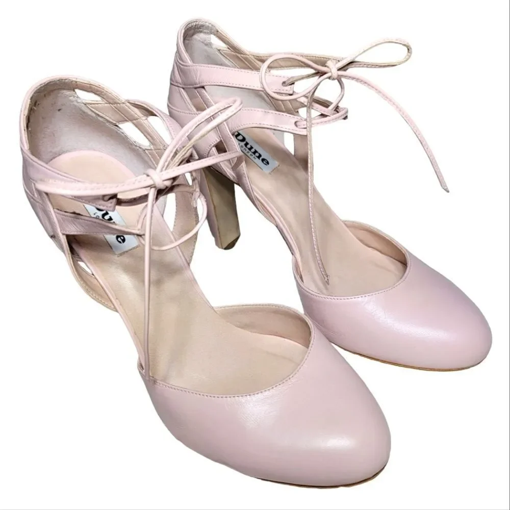 Dune London Cannes RARE Blush Pink Cut-out Lace-Up Heels - Picture 3 of 7